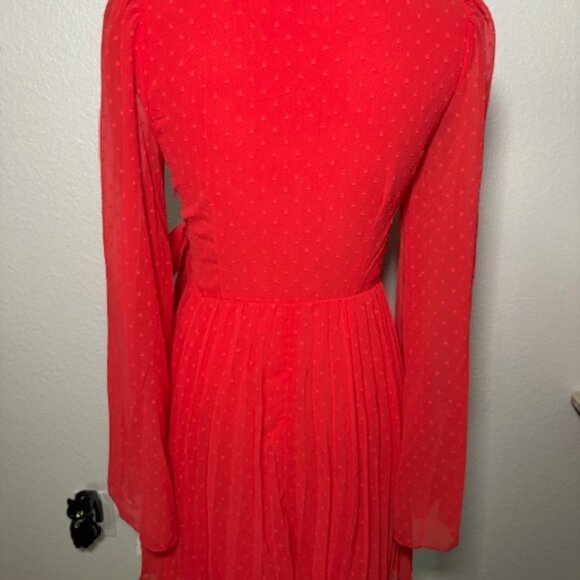NWT ASOS Design Red Swiss Dot Pleated Mini Dress – Size 8 - Picture 4 of 5